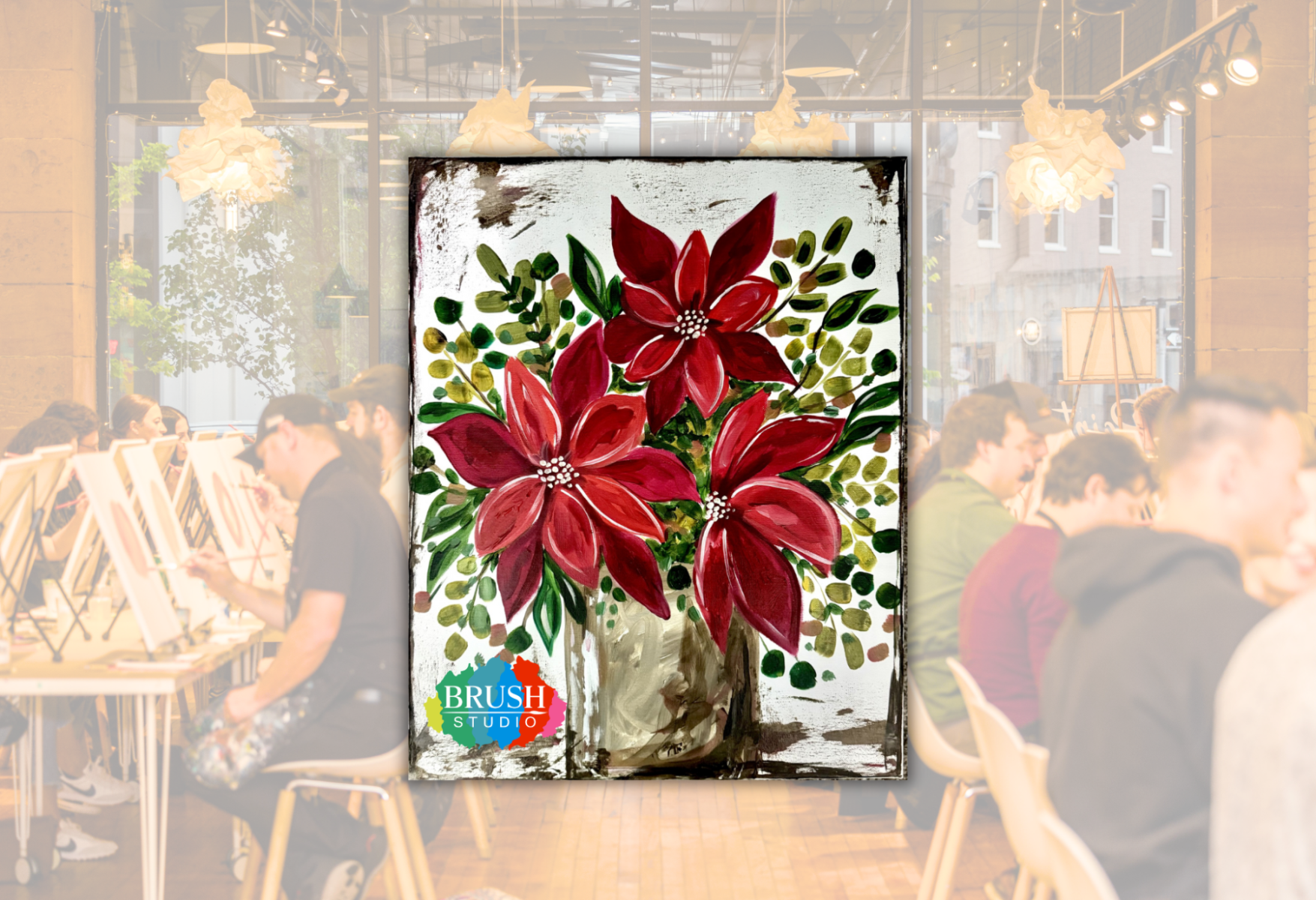 Brush Studio Paint & Sip - Rustic Woodland Bouquet