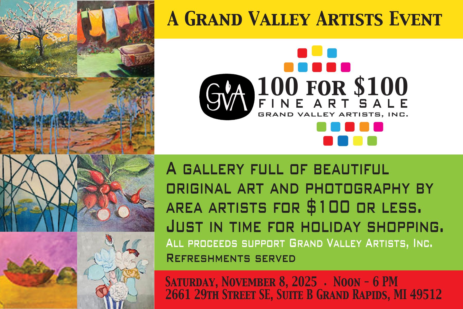 Grand Valley Artists 100 for $100 Art Sale