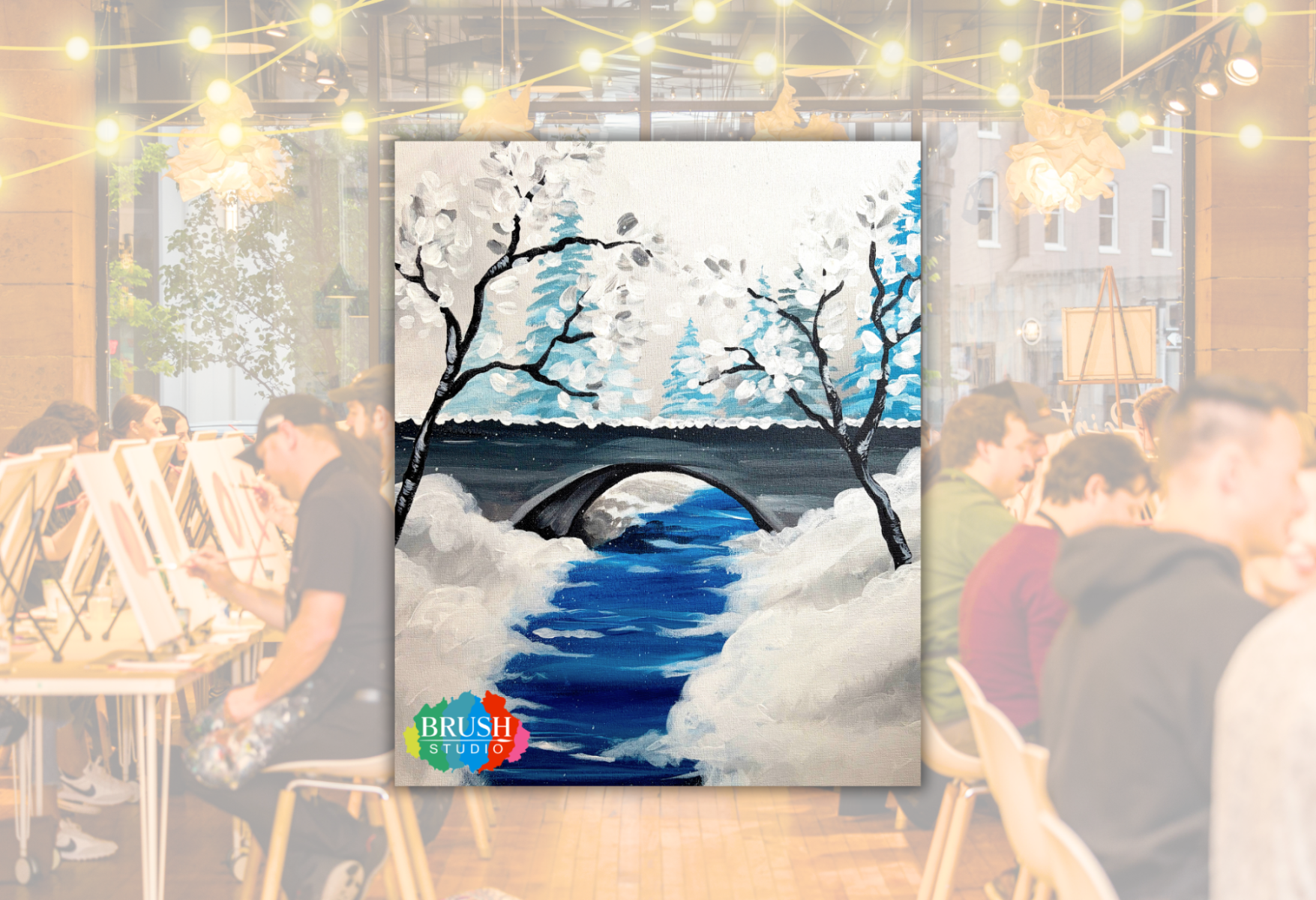 Brush Studio Paint & Sip - Winter Walk Home