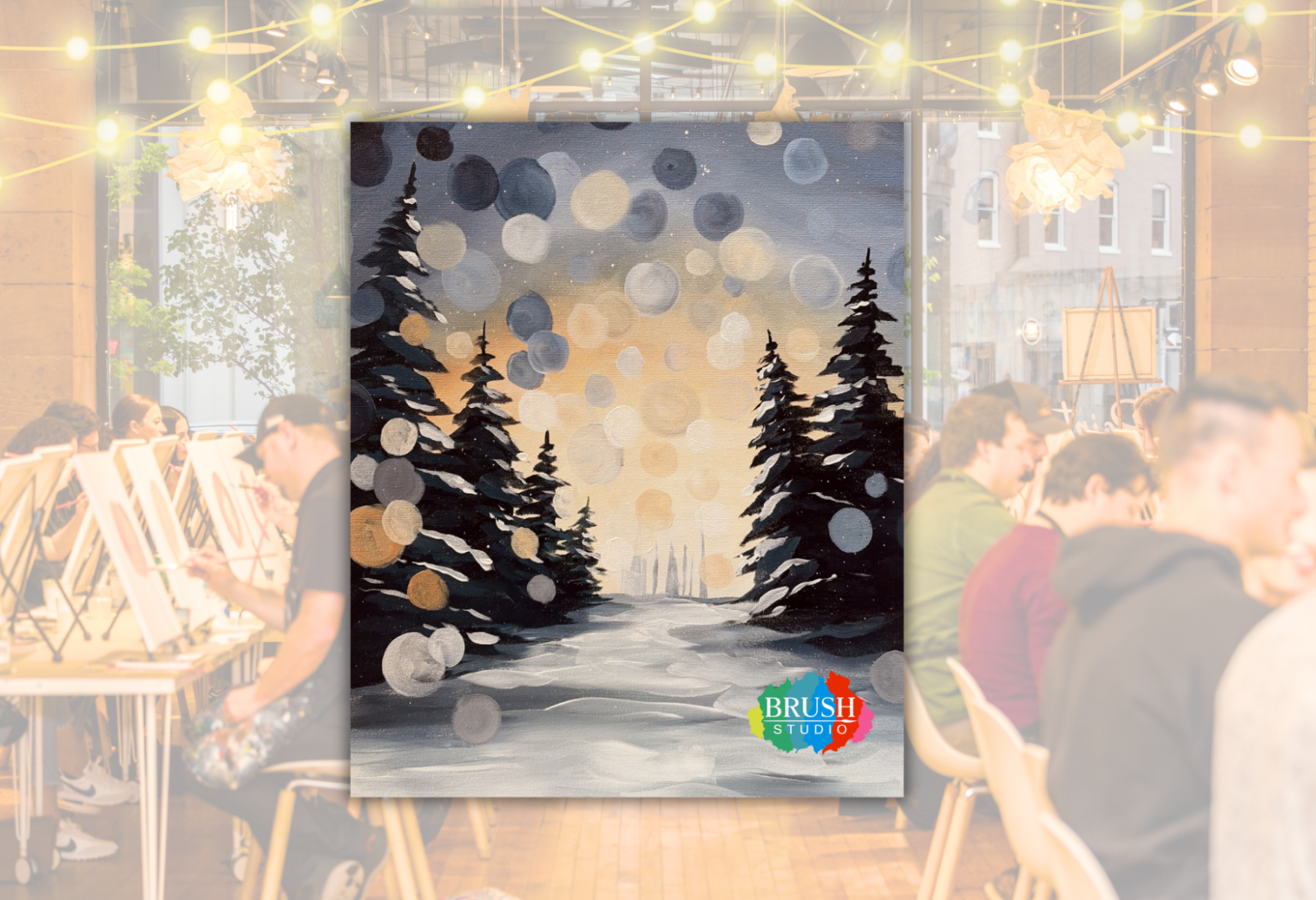 Brush Studio Paint & Sip - Frosted Snowfall